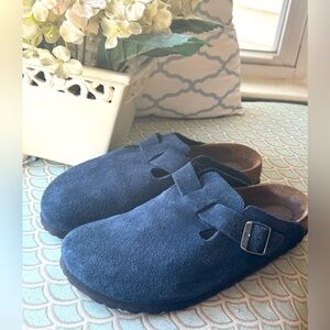 Birkenstock Blue Suede Mules